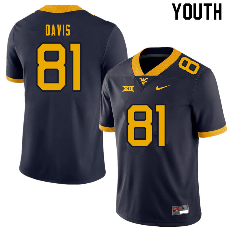 Youth #81 Treylan Davis West Virginia Mountaineers College Football Jerseys Sale-Navy